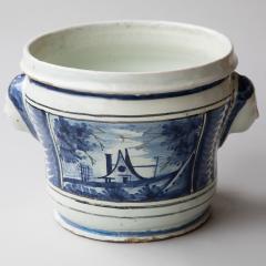 LARGE 18TH CENTURY BLUE AND WHITE FAIENCE CACHE POT - 1004051