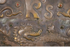 LARGE 19TH CENTURY COPPER REPOUSSE DRAGON WITH GLASS CABOCHON TRADE SIGN - 4499794