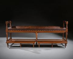 LARGE 19TH CENTURY FRENCH WALNUT EMBOSSED LEATHER SNOOKER BENCH - 2399244