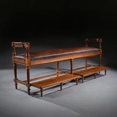 LARGE 19TH CENTURY FRENCH WALNUT EMBOSSED LEATHER SNOOKER BENCH - 2399245
