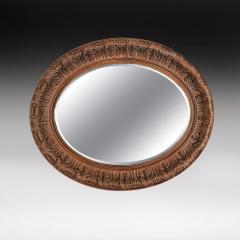 LARGE 19TH CENTURY SWEDISH OVAL CARVED OAK MIRROR BY A LUNDMARK - 2010417