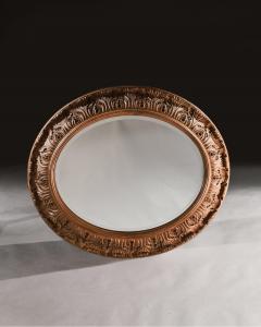 LARGE 19TH CENTURY SWEDISH OVAL CARVED OAK MIRROR BY A LUNDMARK - 2010428