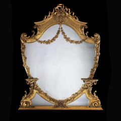 LARGE 19TH CENTURY VICTORIAN GILTWOOD AND GESSO OVERMANTEL MIRROR - 1851160