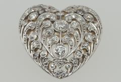 LARGE ANTIQUE OLD EUROPEAN CUT DIAMOND HEART PENDANT AND BROOCH - 2710938