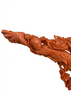 LARGE CHINESE IMPERIAL QUALITY CARVED RED CORAL CARVING OF IMMORTALS - 3538000