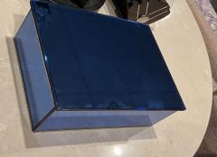 LARGE COBALT BLUE MIRRORED CHROME ART DECO HUMIDOR BOX - 2924688