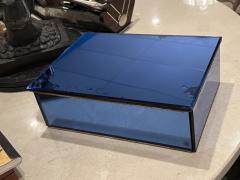 LARGE COBALT BLUE MIRRORED CHROME ART DECO HUMIDOR BOX - 2924689