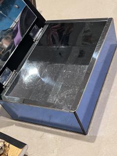LARGE COBALT BLUE MIRRORED CHROME ART DECO HUMIDOR BOX - 2924692