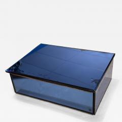 LARGE COBALT BLUE MIRRORED CHROME ART DECO HUMIDOR BOX - 2927934