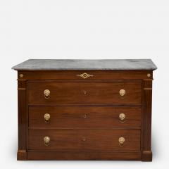 LARGE EMPIRE MAHOGANY COMMODE WITH BLEU TURQUIN MARBLE - 3571257