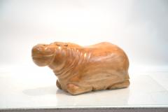 LARGE HAND CARVED WOOD HIPPO SCULPTURE - 1108227