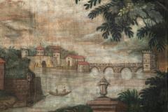 LARGE LATE 18TH EARLY 19TH CENTURY FRENCH TOILE PEINTE PAINTED CANVAS  - 1115128