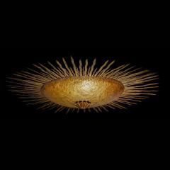 LARGE MID 20TH CENTURY SPANISH GILT IRON SUNBURST WALL OR CEILING LIGHT - 2048776