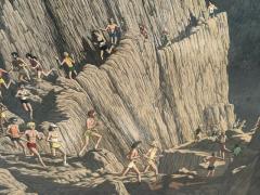 LARGE MODERN COLORFUL RUNNERS ON ROCK MOUNTAIN PAINTING BY DON GRANT - 4792245