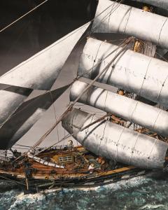 LARGE OAK AND GLAZED CASED MODEL OF THE TEA CLIPPER GLENGARRY IN FULL SAIL - 2176430