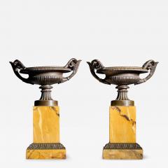 LARGE PAIR OF EARLY 19TH CENTURY FRENCH GRAND TOUR BRONZE AND SIENA MARBLE - 3505348