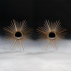 LARGE PAIR OF MID CENTURY CHATY VALLAURIS SUNBURST MIRRORS - 3639634