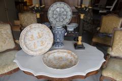 LARGE PAIR OF YELLOW AND WHITE SERVING PLATES WITH SHAPED RIMS - 4513653