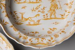 LARGE PAIR OF YELLOW AND WHITE SERVING PLATES WITH SHAPED RIMS - 4513657