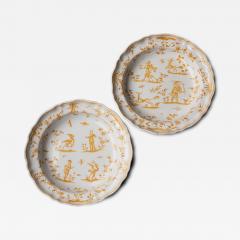 LARGE PAIR OF YELLOW AND WHITE SERVING PLATES WITH SHAPED RIMS - 4513688