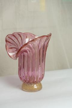 LARGE PINK AND GOLD MURANO ART GLASS VASE FOR PROMEMORIA - 3022407