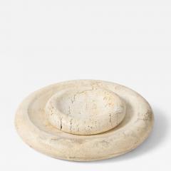 LARGE TRAVERTINE SHALLOW BOWL - 4000224