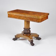 LATE REGENCY PERIOD BURR ELM AND OAK CROSS BANDED CARD TABLE - 3313656