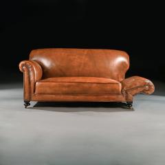 LATE VICTORIAN LEATHER UPHOLSTERED DROP ARM SOFA - 1840504