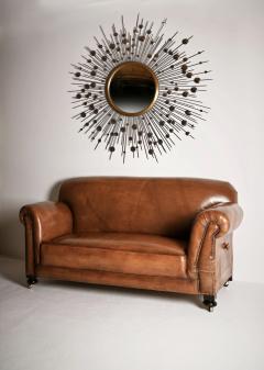 LATE VICTORIAN LEATHER UPHOLSTERED DROP ARM SOFA - 1840512