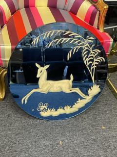 LEAPING DEER BLUE ART DECO ROUND MIRROR - 2125842