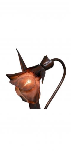 LILLIAN PALMER RARE ARTS CRAFTS PAIR HANDFORGED COPPER FLOWER LAMPS BY LILLIAN PALMER - 4695685