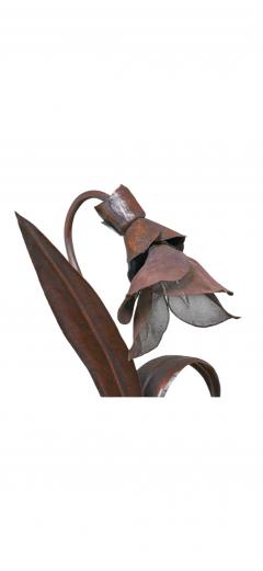 LILLIAN PALMER RARE ARTS CRAFTS PAIR HANDFORGED COPPER FLOWER LAMPS BY LILLIAN PALMER - 4695687