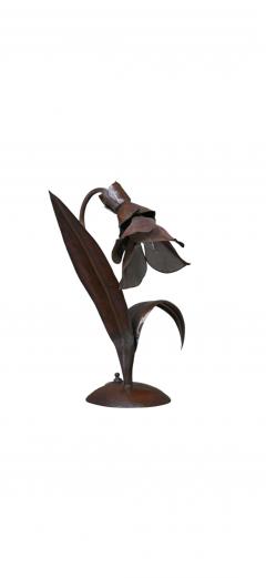 LILLIAN PALMER RARE ARTS CRAFTS PAIR HANDFORGED COPPER FLOWER LAMPS BY LILLIAN PALMER - 4695688