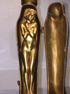 LOUIS V ARONSON ART DECO NAUGHTY NUDE EGYPTIAN SARCOPHAGUS LAMP - 3401667