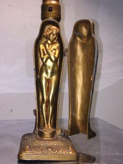 LOUIS V ARONSON ART DECO NAUGHTY NUDE EGYPTIAN SARCOPHAGUS LAMP - 3401670