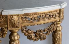 LOUIS XVI FINE QUALITY CARVED GILTWOOD DEMI LUNE CONSOLE TABLE - 3620459