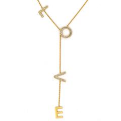 LOVE 18K YELLOW GOLD DIAMOND L O V E NECKLACE - 3420817