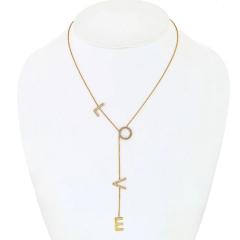 LOVE 18K YELLOW GOLD DIAMOND L O V E NECKLACE - 3420820