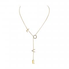 LOVE 18K YELLOW GOLD DIAMOND L O V E NECKLACE - 3423445
