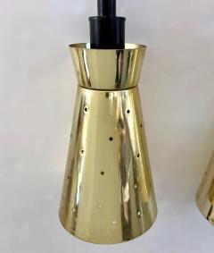 LUCI Set of 4 Italian Mid Century Black Perforated Brass Cone Pendant Lights - 4208690