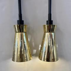 LUCI Set of 4 Italian Mid Century Black Perforated Brass Cone Pendant Lights - 4208697