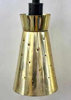 LUCI Set of 4 Italian Mid Century Black Perforated Brass Cone Pendant Lights - 4208699
