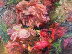 LUSCIOUS ANTIQUE BOWL OF FLOWERS OIL PAINTING - 1650551