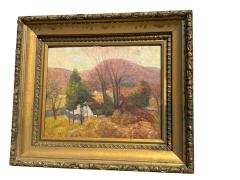 LUSH 19TH CENTURY IMPRESSIONIST PAINTING OF HOUSE LANDSCAPE IN ORIGINAL FRAME - 4604913