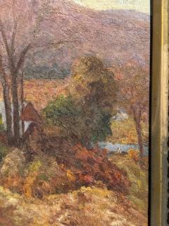 LUSH 19TH CENTURY IMPRESSIONIST PAINTING OF HOUSE LANDSCAPE IN ORIGINAL FRAME - 4604917