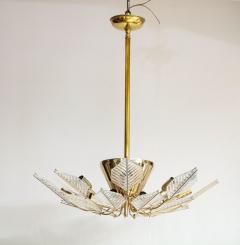 La Murrina Italian 15 Light Glass Chandelier Decorated with Leaf Motif La Murrina 1970s - 2132955