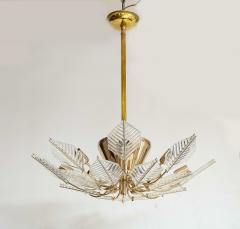 La Murrina Italian 15 Light Glass Chandelier Decorated with Leaf Motif La Murrina 1970s - 2132956