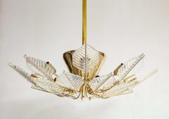 La Murrina Italian 15 Light Glass Chandelier Decorated with Leaf Motif La Murrina 1970s - 2132957