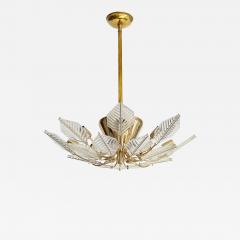 La Murrina Italian 15 Light Glass Chandelier Decorated with Leaf Motif La Murrina 1970s - 2134260