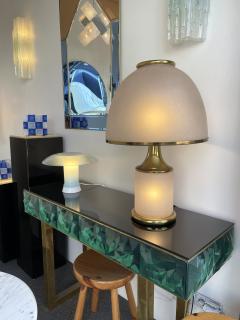 La Murrina Large Brass Mushroom Murano Glass Lamp Italy 1970s - 1933898